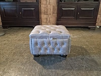 Hocker chesterfield, buttoned pouffe, grijs - afbeelding 1 van  3