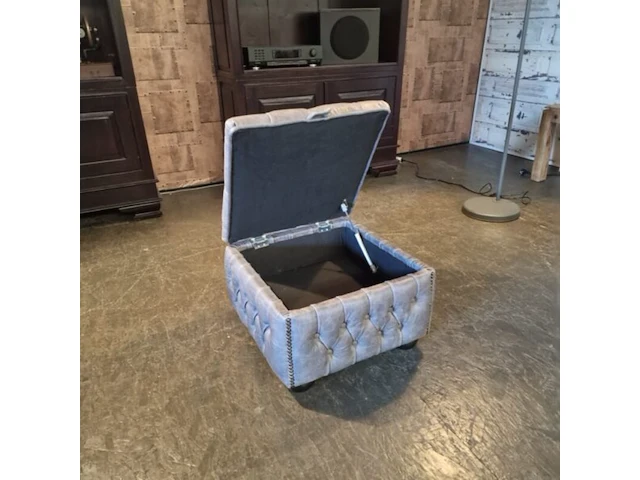 Hocker chesterfield, buttoned pouffe, grijs - afbeelding 2 van  3