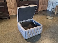 Hocker chesterfield, buttoned pouffe, grijs - afbeelding 2 van  3