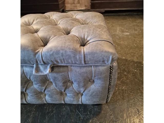 Hocker chesterfield, buttoned pouffe, grijs - afbeelding 3 van  3