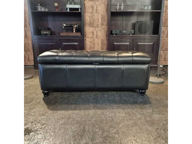 Hocker chesterfield, langholm, zwart - afbeelding 2 van  4