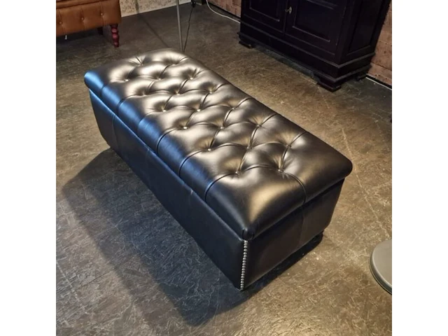 Hocker chesterfield, langholm, zwart - afbeelding 3 van  4