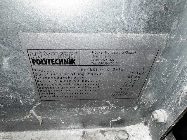 Höcker polytechnik - 2007 - brikstar c 3-12 - brikettenpers - afbeelding 6 van  6