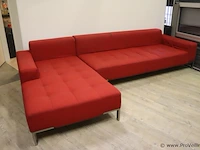 Hoekbank - rood gestoffeerd - 165x92x35-70cm - afbeelding 1 van  8