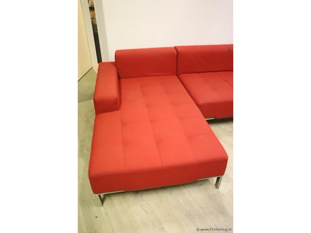 Hoekbank - rood gestoffeerd - 165x92x35-70cm - afbeelding 2 van  8
