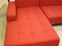 Hoekbank - rood gestoffeerd - 165x92x35-70cm - afbeelding 2 van  8