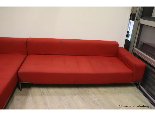 Hoekbank - rood gestoffeerd - 165x92x35-70cm - afbeelding 3 van  8