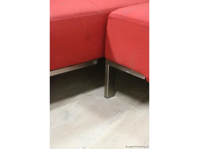 Hoekbank - rood gestoffeerd - 165x92x35-70cm - afbeelding 6 van  8
