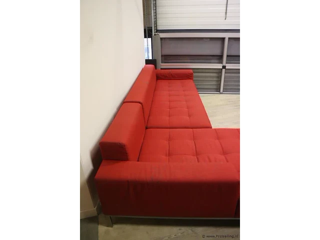 Hoekbank - rood gestoffeerd - 165x92x35-70cm - afbeelding 8 van  8