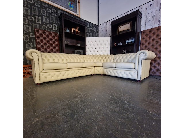 Hoekbank chesterfield, brighton, crème - afbeelding 3 van  13