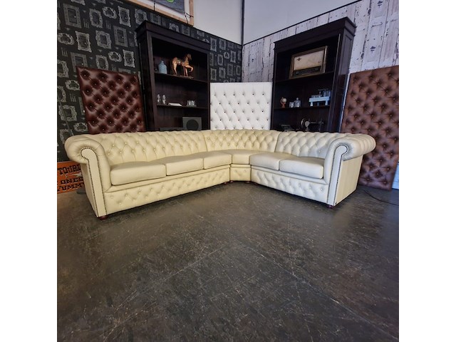 Hoekbank chesterfield, brighton, crème - afbeelding 13 van  13