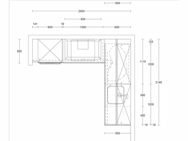 Hoekopgestelde keuken - afbeelding 4 van  6