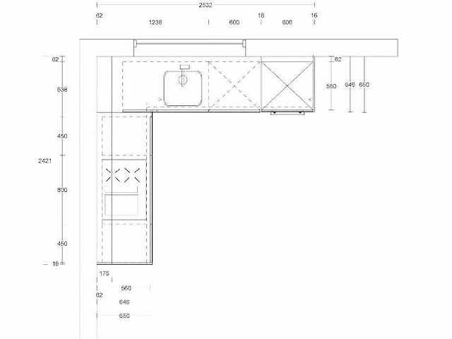 Hoekopgestelde keuken - afbeelding 4 van  6