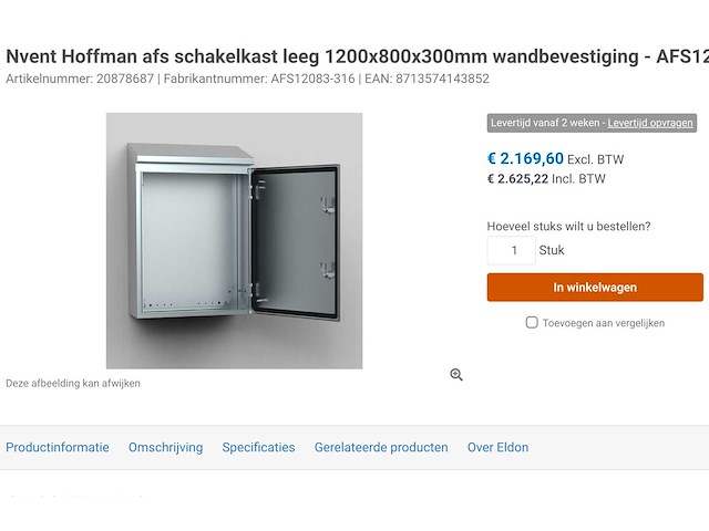 Hofmann nvent afs12083-316 rvs schakelkast - afbeelding 2 van  5