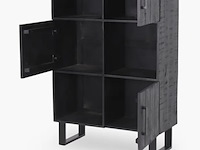 Hoge 2-deurs kast, zwart mangohout, zwart metalen onderstel - afbeelding 4 van  5
