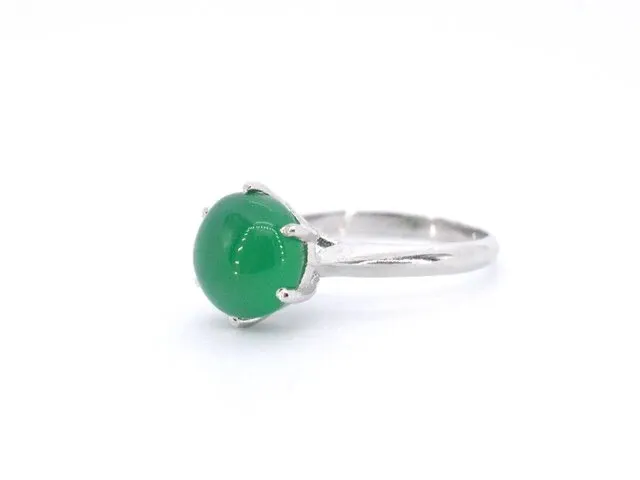 Hoge gehalte echte zilveren sterling ring met natuurlijke groene onix - juwelierskwaliteit - afbeelding 1 van  3