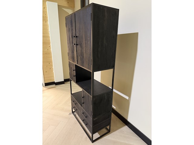 Hoge zwarte kast mangohout richfield, zwart, 2025 - afbeelding 3 van  3