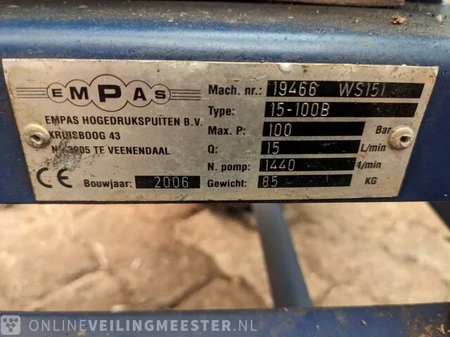 Hogedrukreiniger empas, 15-100b, bouwjaar 2006 - afbeelding 9 van  10
