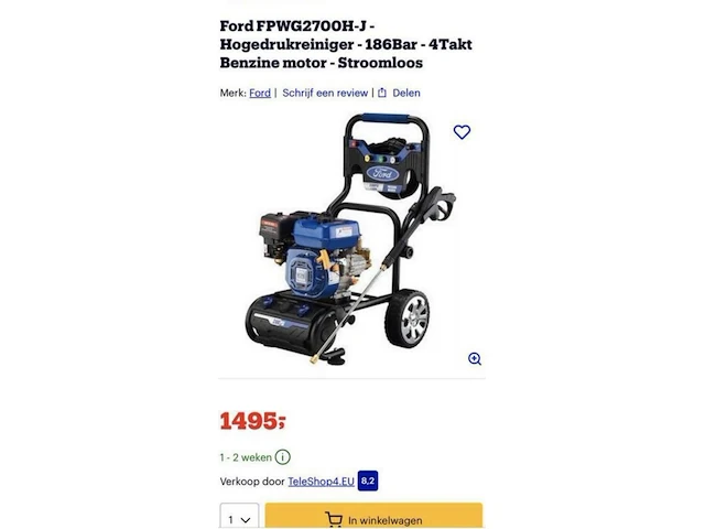 Hogedrukreiniger, ford, fpwg2700h-j-eu, blauw, 2024 - afbeelding 1 van  3