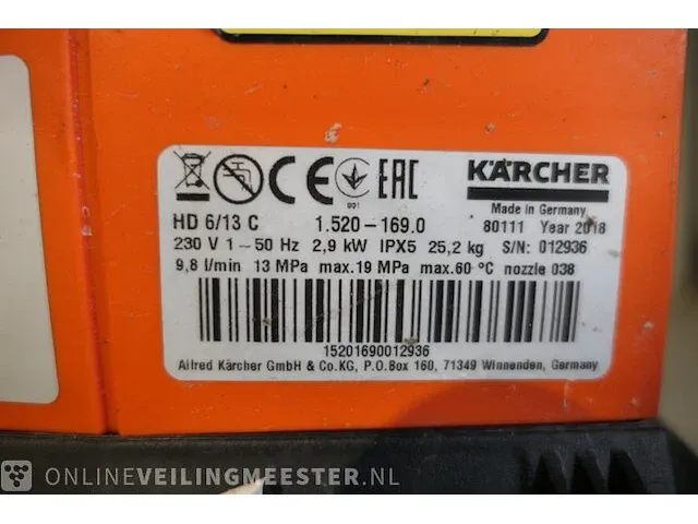 Hogedrukreiniger kärcher, hd6/13c+, bouwjaar 2019 - afbeelding 4 van  5