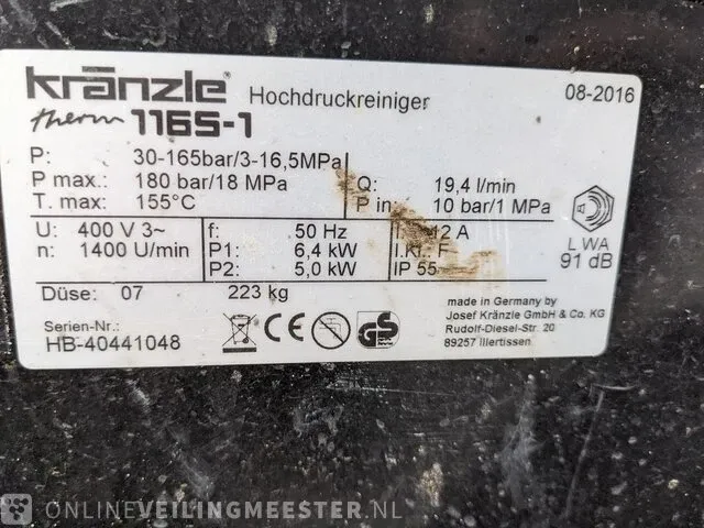 Hogedrukreiniger kranzle, therm - afbeelding 7 van  15