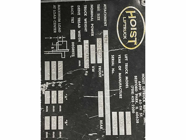 Hoist - 2005 - f9x - vorkheftruck - afbeelding 9 van  17