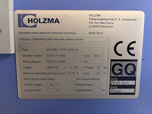 Holzma - 2012 - optimat hpp 230/31/31 - platen opdeelzaagmachine - afbeelding 13 van  13