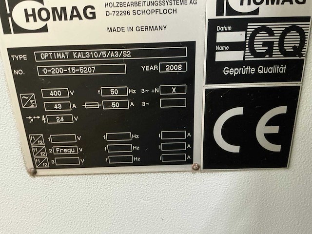 Homag - 2008 - optimat kal310/5/a3/s2 - kantaanlijmmachine - afbeelding 13 van  24