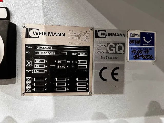 Homag/ weinman - wbz 160/12 profiline - afkortcirkelzaagmachine - 2010 - afbeelding 10 van  18