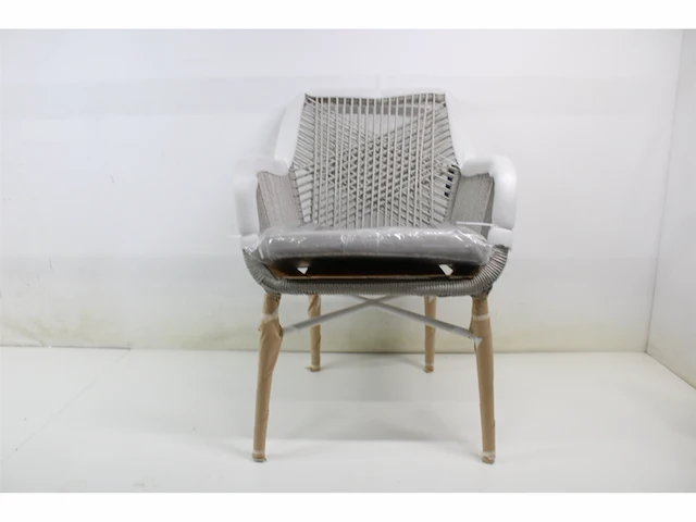 Home esprit tuinstoel wit grijs aluminium polyrotan 57 x 63 x 84 cm - afbeelding 2 van  2