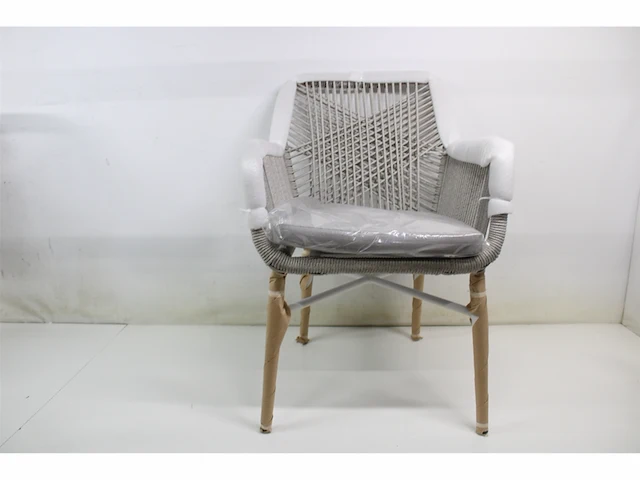 Home esprit tuinstoel wit grijs aluminium polyrotan 57 x 63 x 84 cm - afbeelding 2 van  2