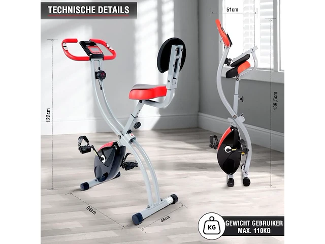Hometrainer met rugleuning opvouwbaar ultrasport, f-bike 200b - afbeelding 2 van  4