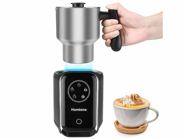 Homtone 5-in-1 elektrische roestvrijstalen melkopschuimer 600 ml warm & koud schuim, zwart - afbeelding 2 van  3