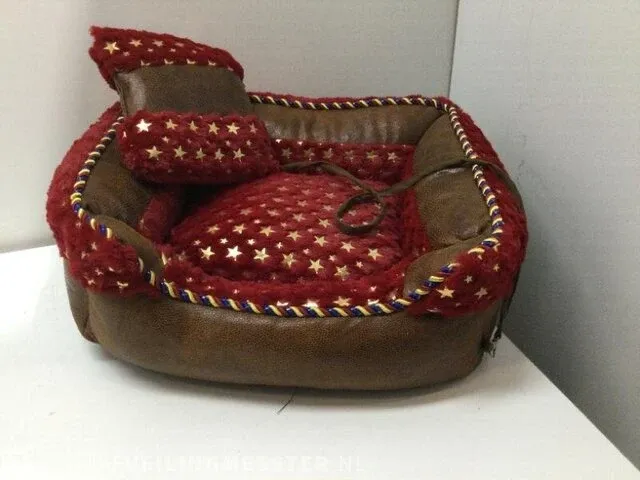 Hondenmand met los kussen rood/bruin - afbeelding 1 van  3