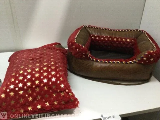 Hondenmand met los kussen rood/bruin - afbeelding 2 van  3