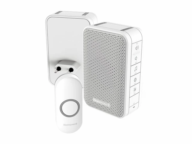 Honeywell draadloze draagbare en plug-in deurbel - met volumeregeling en drukknop - wit - afbeelding 1 van  1