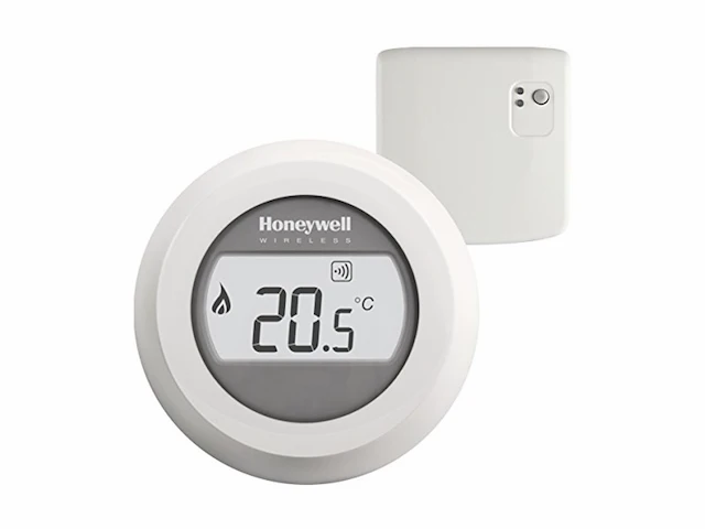 Honeywell round wireless aan/uit draadloze kamerthermostaat met rf-module wit/grijs - afbeelding 1 van  2