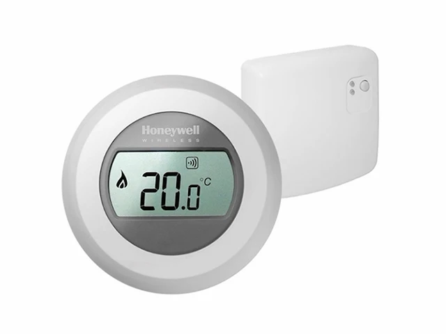 Honeywell round wireless aan/uit draadloze kamerthermostaat met rf-module wit/grijs - afbeelding 2 van  2