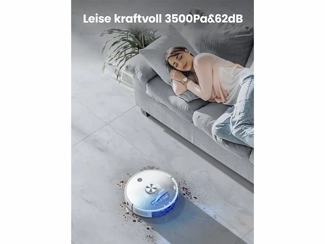 Honiture robotstofzuiger met dweilfunctie, q6 pro 3500pa met lasernavigatie ideaal voor dierenhaar tapijt harde vloeren - afbeelding 3 van  5
