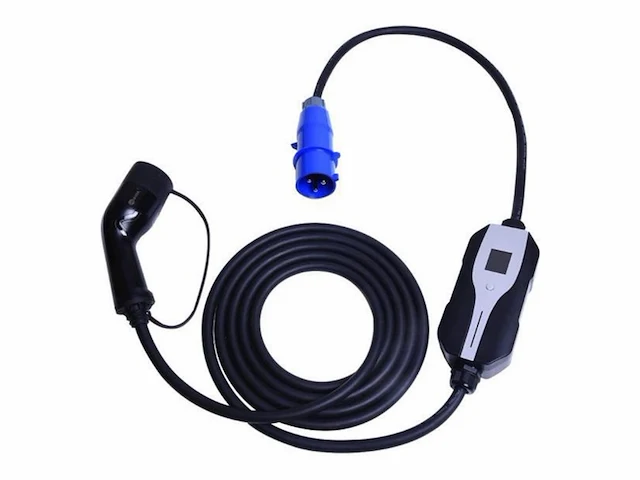 Honors type 2 portable laadpunt met blauwe cee 32a 1 fase plug 10m 10 meter - afbeelding 1 van  1