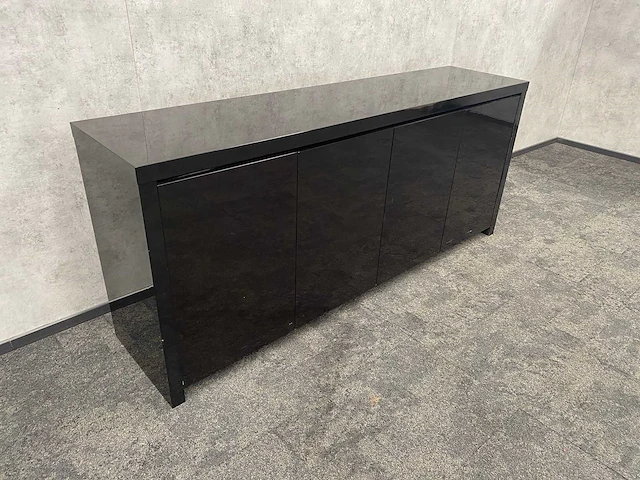 Hoogglans zwart 4-deurs dressoir - afbeelding 5 van  5