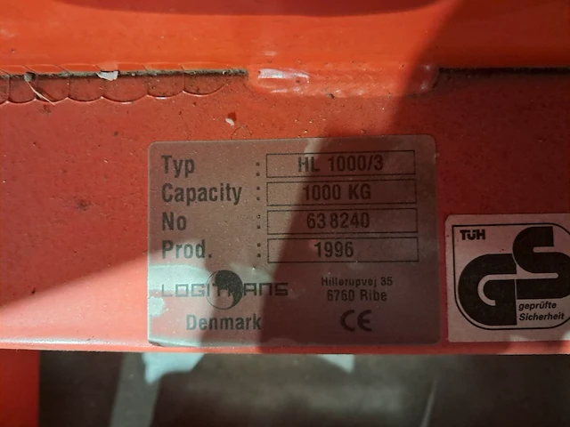 Hoogheffende palletwagen, logitrans, hl 1000/3, 1995, logitrans, hl 1000/3, 1995 - afbeelding 7 van  7