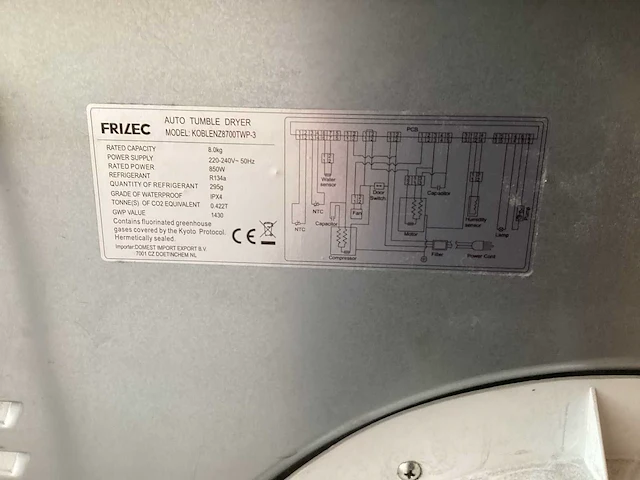 Hoover, frilec droger hwp447ambc7, koblenz8700twp-3 wasmachine (2x) - afbeelding 5 van  9