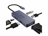 Hopday usb c hub 6in1 usb c naar hdmi dual monitor usb c adapter met 4k hdmi vga usb a sd/tfkaartlezer voor macbook pro/air dell hp surface 100stuks - afbeelding 1 van  4