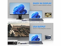 Hopday usb c hub 6in1 usb c naar hdmi dual monitor usb c adapter met 4k hdmi vga usb a sd/tfkaartlezer voor macbook pro/air dell hp surface 100stuks - afbeelding 2 van  4