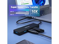 Hopday usb hub 4poorts usb 3.0 hub ultra slim usb splitter5 gbps fast transfer data hub usb a adapter - afbeelding 2 van  3