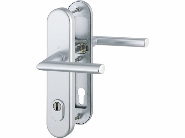 Hoppe stockholm veiligheidsdeurgreepset 1140/3332za/3410 alu.f1 92mm 67-72mm - afbeelding 1 van  2