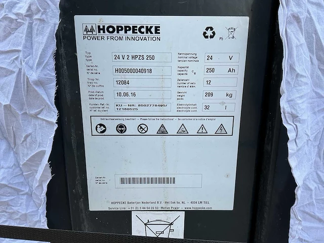 Hoppecke - 24v 2hpzs 250ah - acculaders - 2016 - afbeelding 3 van  3