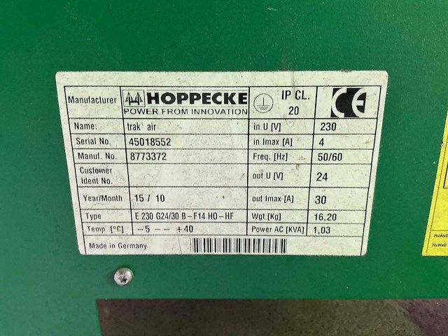 Hoppecke - 24v 30a - acculaders - 2015 - afbeelding 2 van  2