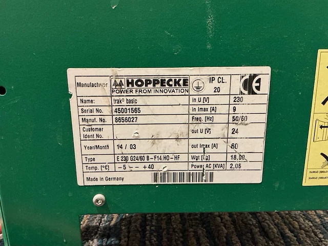 Hoppecke - 24v 60a - acculaders - 2014 - afbeelding 2 van  2